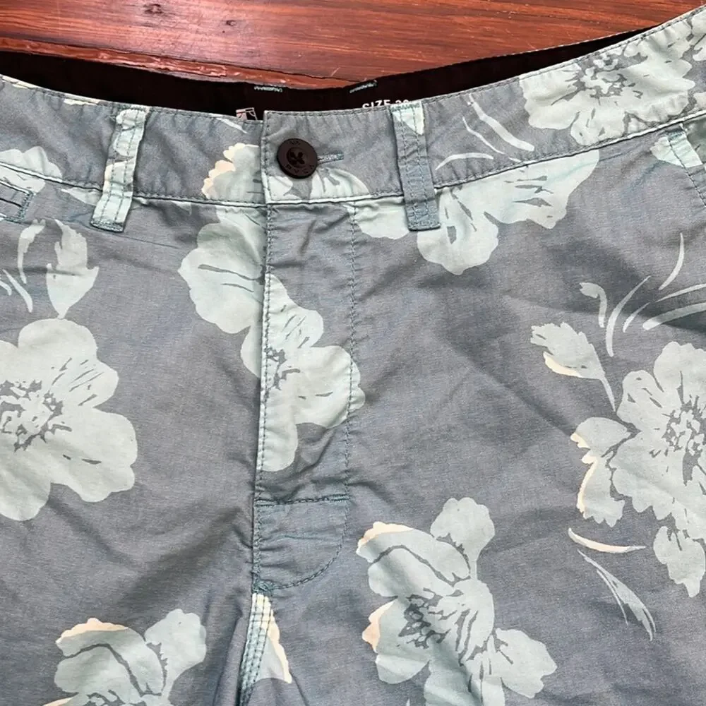 RVCA dual purpose trunk flat front floral printed swim shorts sz 30